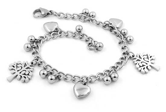 Ladies' silver bracelet with pendants - Tree of Life